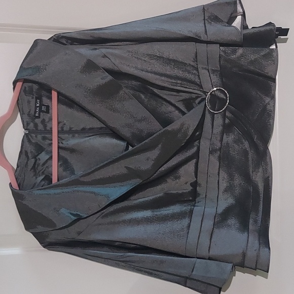 Dana Kay Gray Mettalic Jacket and Skirt Set - Picture 2 of 5